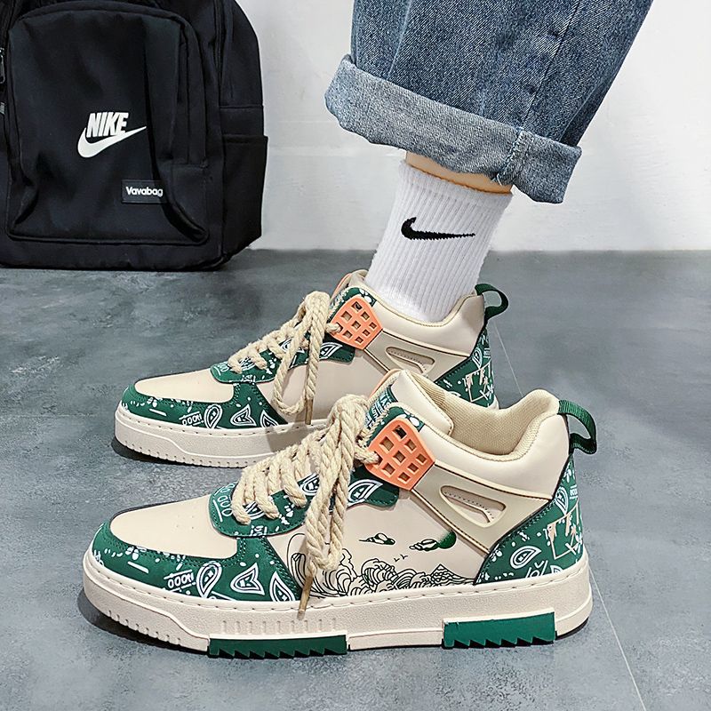new high-top leisure shoes trend all match small white shoes light soft sole sports shoes