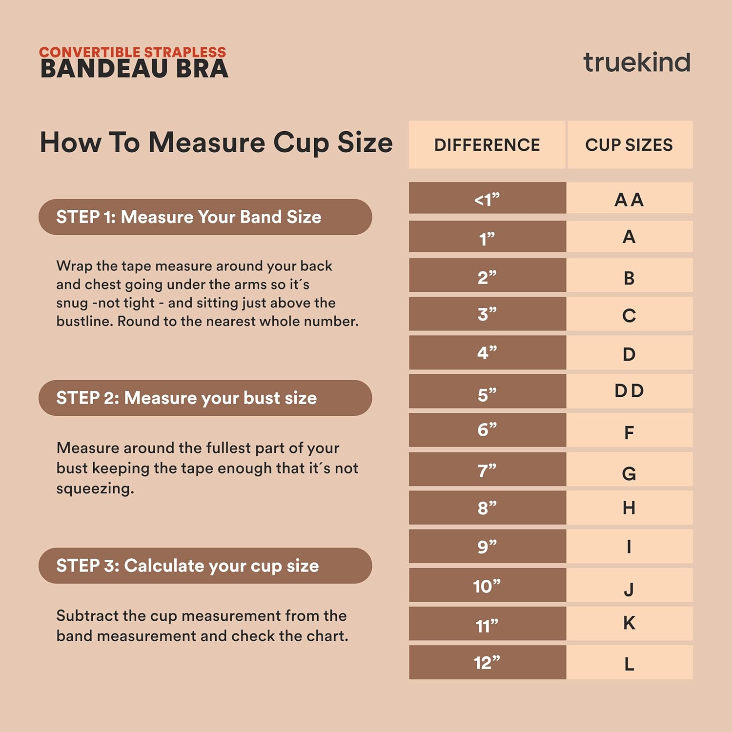 Truekind Wireless Strapless Bra, Bandeau Bra, Small to Plus Size Strapless Bras for Women, Tube Top