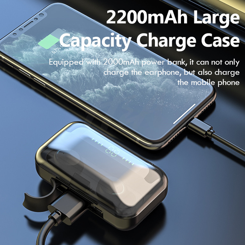 TWS Bluetooth 5.0 Earphones 2200mAh Charging Box Wireless Headphone 9D Stereo Sports Waterproof Earbuds Headsets With Microphone