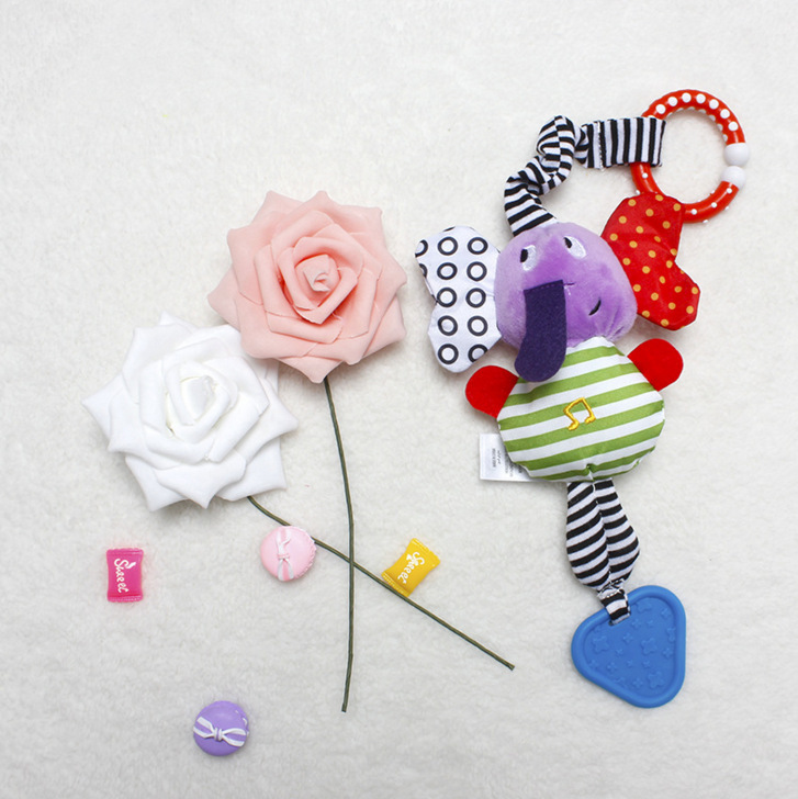 Baby Hanging Rattle Toys Sensory Plush Soft Animal Learning Toy Infant Crib Bed Stroller Early Education Development Handle Toys
