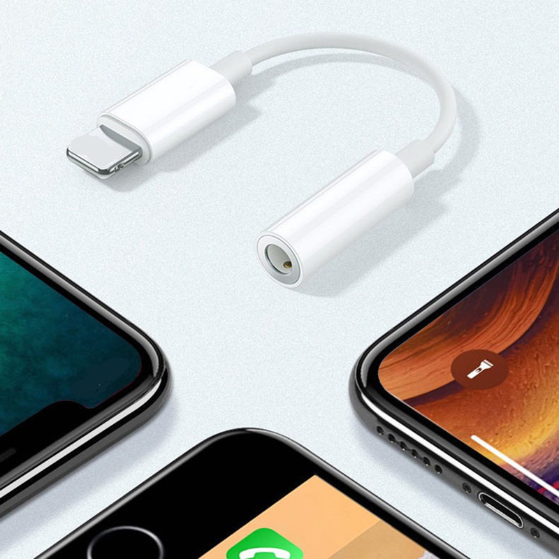 2pcs Earphone Converter Music Adaptor Cable for iPhone 6 7 8 Plus X XR XS 11 12 Pro/Max Lightning to 3.5mm Jack AUX Audio Adapte