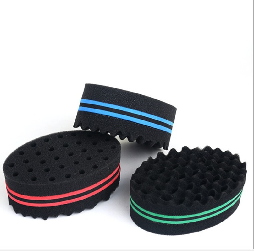 Oval Double Sided Multi-Holes Magic Twisted Sponge Hairbrush Afro Coil Wave Dread Sponge Brushes Hair Styling Tools