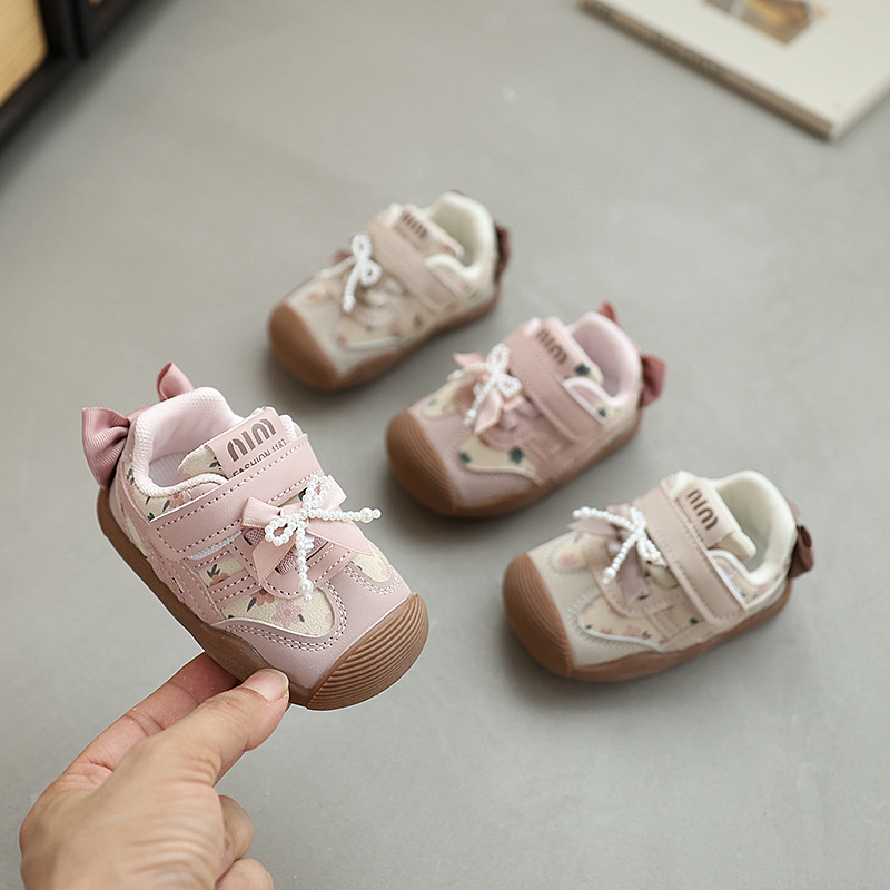 Baby Casual Shoes Soft Sole Princess Style for Girls Fashion Shoes Sweet Back Bows Autumn New Kids Walking Shoes
