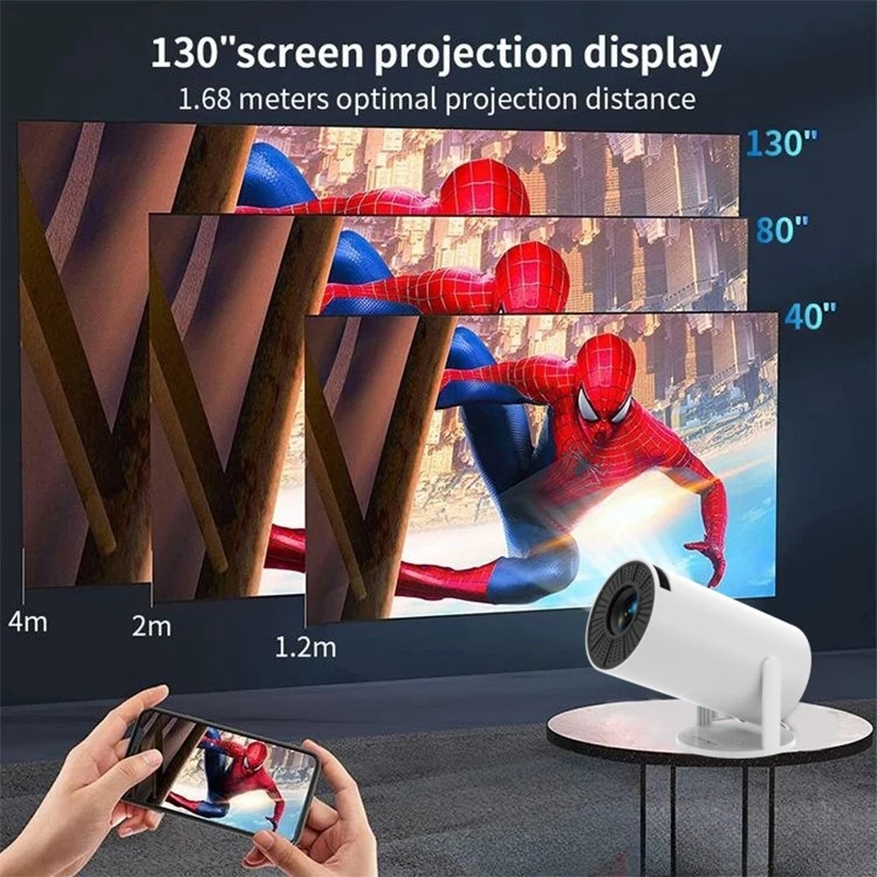 2024 Yellow and White Machine Hot Selling Y300 HD Projector Wired, Wireless, Portable Intelligent Screen Projection
