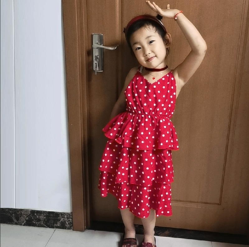 Children's clothing girls dress autumn and winter new western style polka dot sleeveless princess dress &