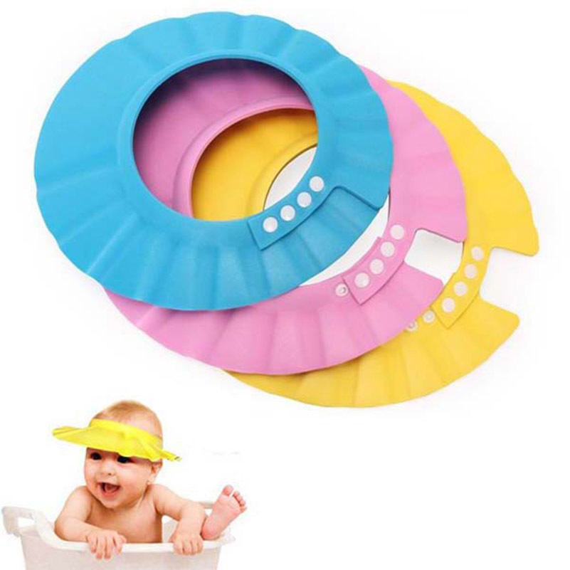 1pcs baby shower cap shampoo soft foam adjustable bath protective cap children shampoo cap