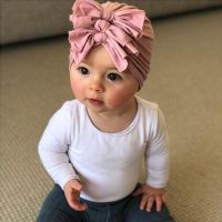 Children's hat hooded hat spring and summer new soft knitted fabric fold bow Indian hat baby hat