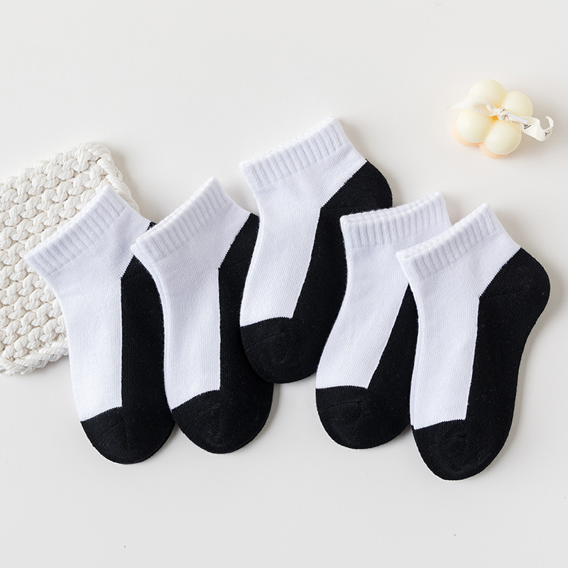 5 PairsNew Summer Children Socks Cotton Fashion Black White Gray For 1-12 Years Kids Teen Student Baby Girl Boy Socks