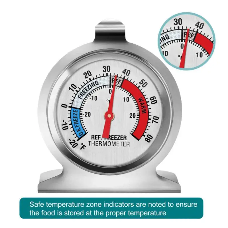 Stainless Steel Mini Fridge Thermometer Temperature Sensor DIAL High Accuracy Refrigerator Freezer -30 To 30°C For Home