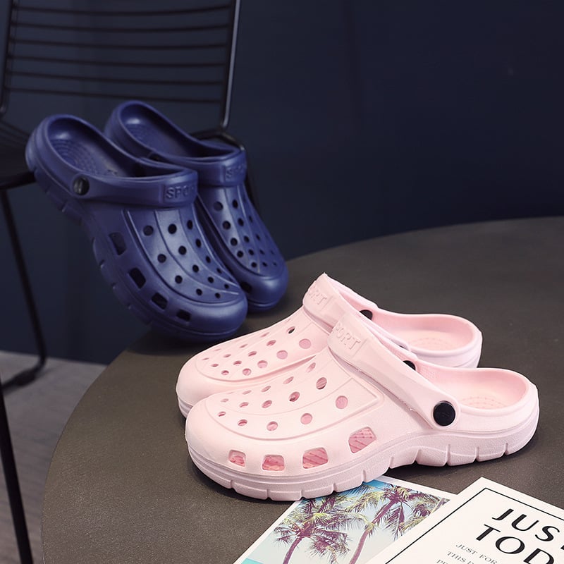 Non-slip garden Baotou nurse shoes flat heel hole sandals big head slippers men and women summer