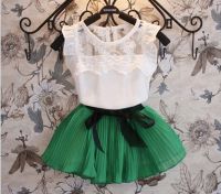 Children's new summer children's suit, lace, lace and chiffon skirt two pieces