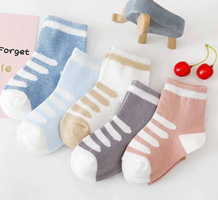 5Ps / boys' and girls' cotton medium socks floor socks baby socks baby