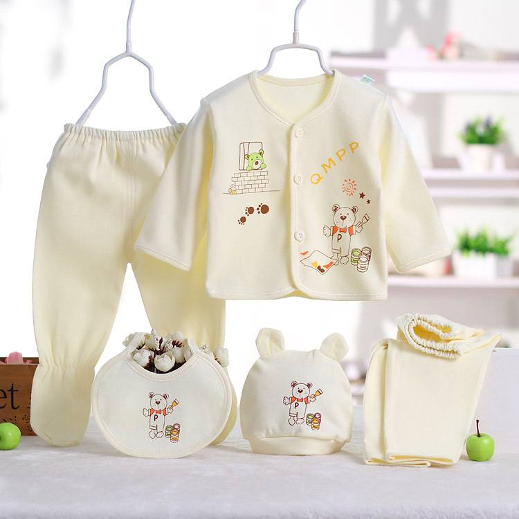 5PCS/set Newborn Baby Boy Girl Clothing Set 0-3 Months 100% Cotton Cartoon Animal Underwear New Born Babies Clothes Homewear