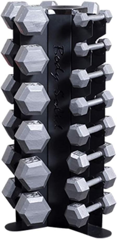 Body-Solid 3-Side Vertical Dumbbell Rack for 5-50 lb. - Compact, Space-Saving Weight Holder for Home Gym, Holds upto 10 Pair of Dumbbells with Medicin