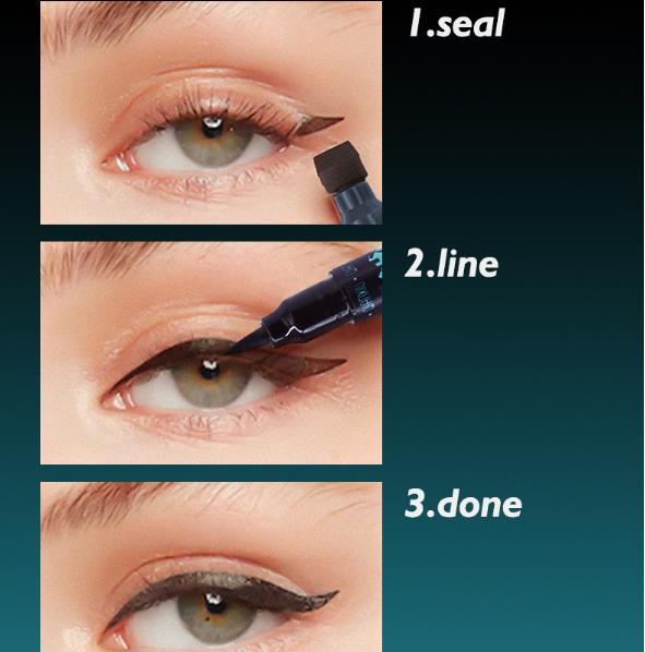 1PCS Thick black double head seal eyeliner two in one waterproof eyeliner
