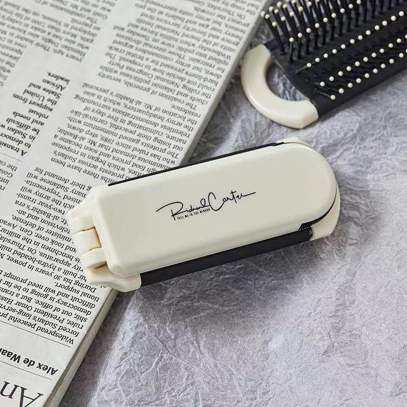Mini Comb 2 in 1, Mirrors Set, White Milk Anti-Static Massage Comb with Pocket Mirror, Lamb Air Bag Hair Comb