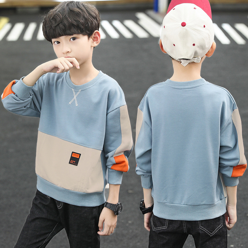 Boys' Spring and Autumn Wear Long Sleeve T-shirt 2024 New Mid sized Children's Hoodie Boys' Top Bottom Shirt Children's Body