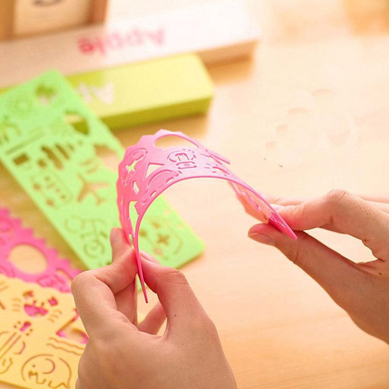 4 Cute Drawing Template Ruler Drafting Tool Stationery For Student Painting Supplies Creative Gift