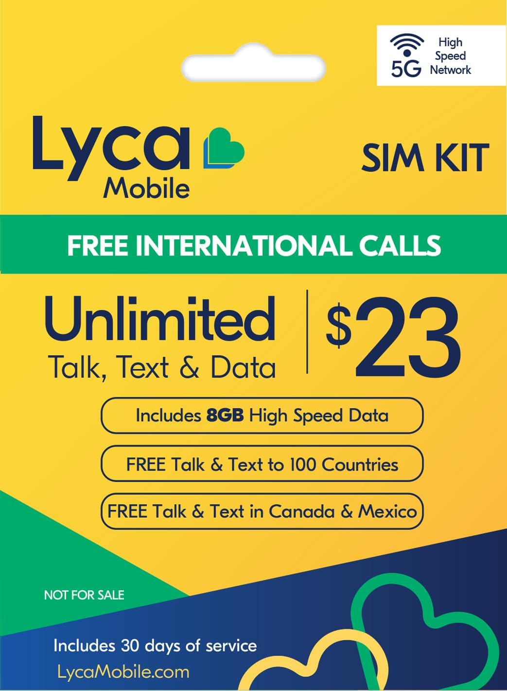 Lyca Mobile USA Prepaid 5G/4G SIM Card | $23 Plan | Unlimited Talk, Text & Data | 8GB High Speed Data (8GB Hotspot) | 30 Days