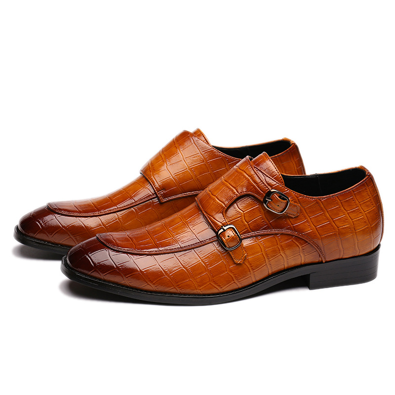 Men's Business Dress Office Shoes Crocodile Grain Leather Shoes Mens Buckle Casual Wedding Party Shoes Men Flats Plus Size