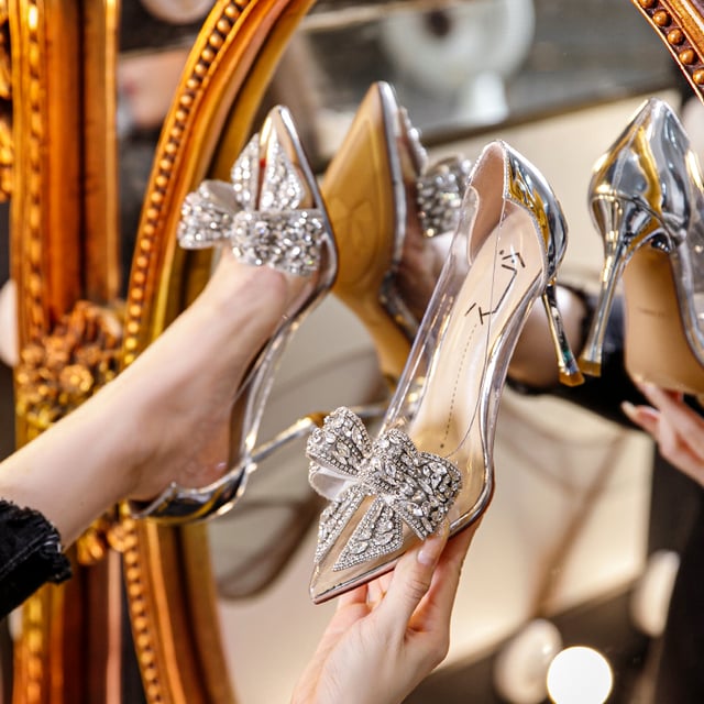 Brand Women Pumps Luxury Crystal Slingback High Heels Ladies Summer Shoes Pumps Woman Heeled Party Wedding Shoes