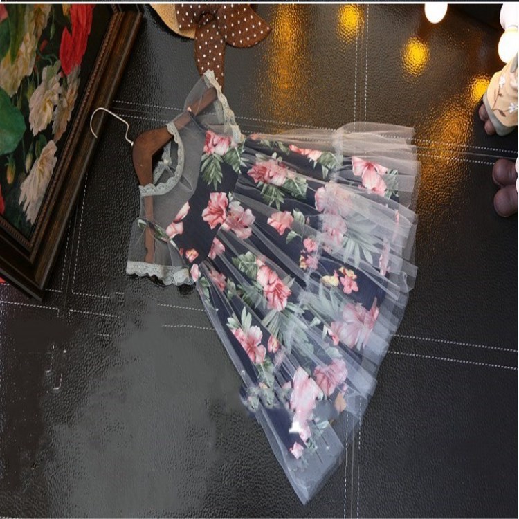 Cherubear summer new girls clothing children lace flower stitching fantasy princess dress &