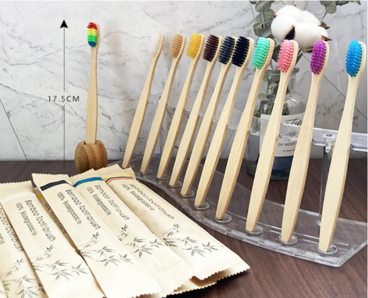 10Pcs Bamboo Biodegradable Toothbrush Manual Wooden HandleToothbrushes With Soft Bristles For Sensitive Teeth Gums Oral Care
