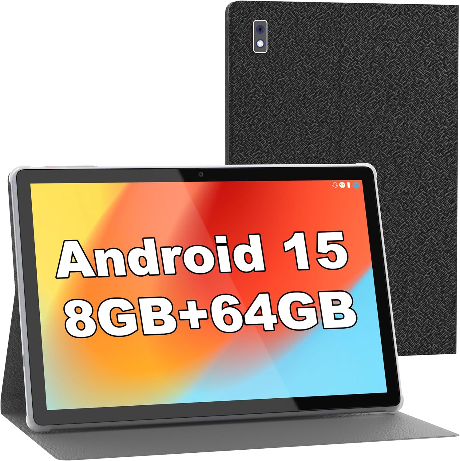BYYBUO Android 15 Tablet,10.1 inch Tablet with Case,8GB RAM 64GB ROM Quad-Core Processor 5000mAh Battery, 1280x800 IPS FHD Touchscreen 5MP+8MP Camera,