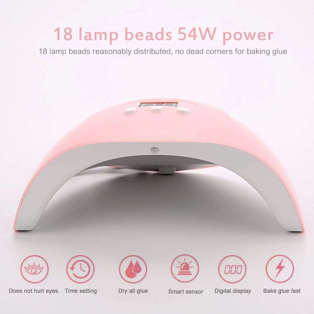 54W UV LED Lamp Nail Dryer Sun Light Curing All Gel Polish Drying UV Gel Smart 30s 60s 90s Timing Nail Art Tools