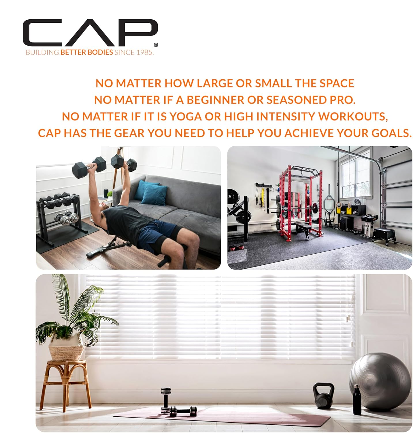 CAP Barbell Coated Hex Dumbbell Weight - Single | 10-120 lbs | Multiple Options