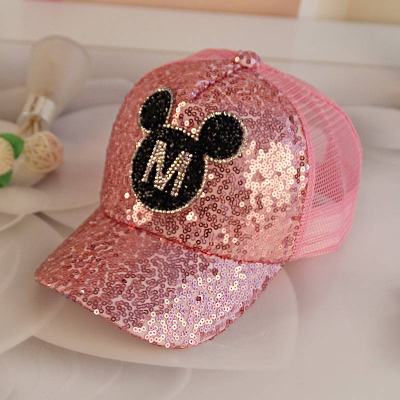 Spring and summer baseball cap visor cap sunscreen breathable mesh boys and girls Korean version sequins mesh cap
