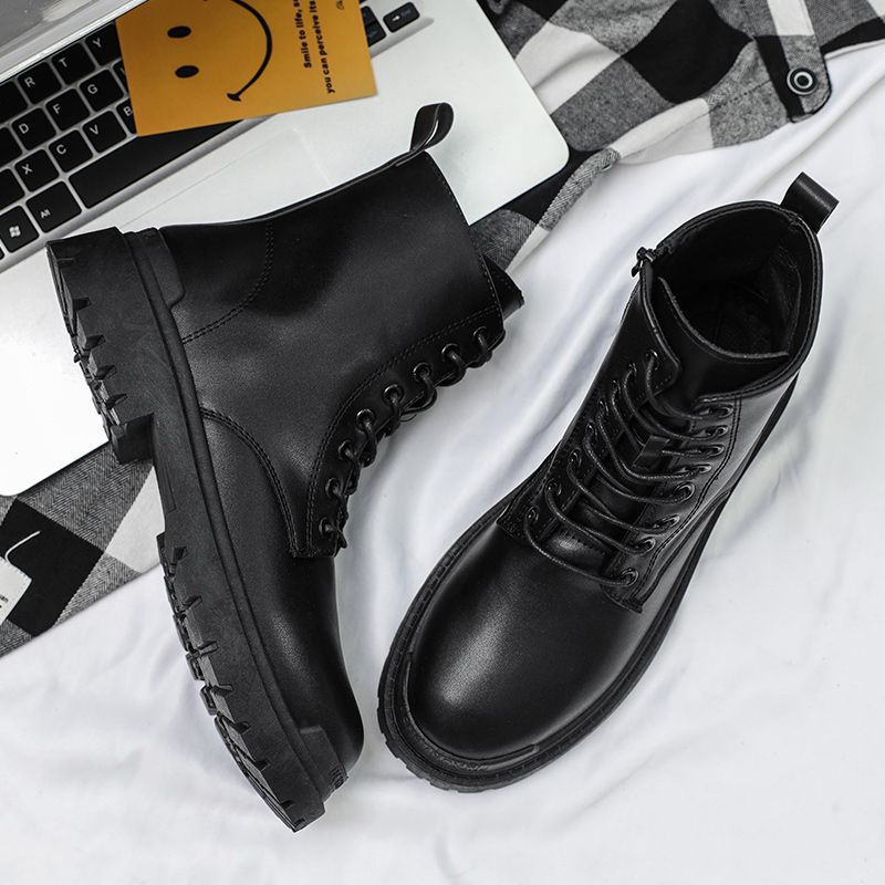MZXSK Men's Shoes Winter New British Style Retro Pippy Handsome High Top Martin Boots Men's Thick Sole Motorcycle Work Dress Sho