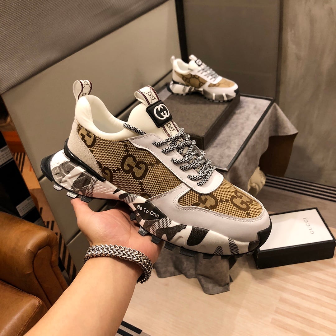 Gucci running shoes cowhide sneakers elastic comfortable casual shoes rubber wear-resistant comprehensive training shoes 38-44