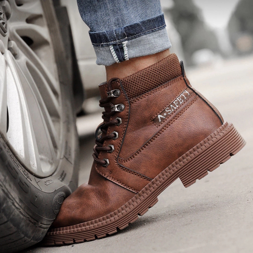 Men's Outdoor Hiking Shoes Safety Shoes Work Shoes Resistance To Bump Steel Toe Breathable Worker Boots Hiking Climbing Boots