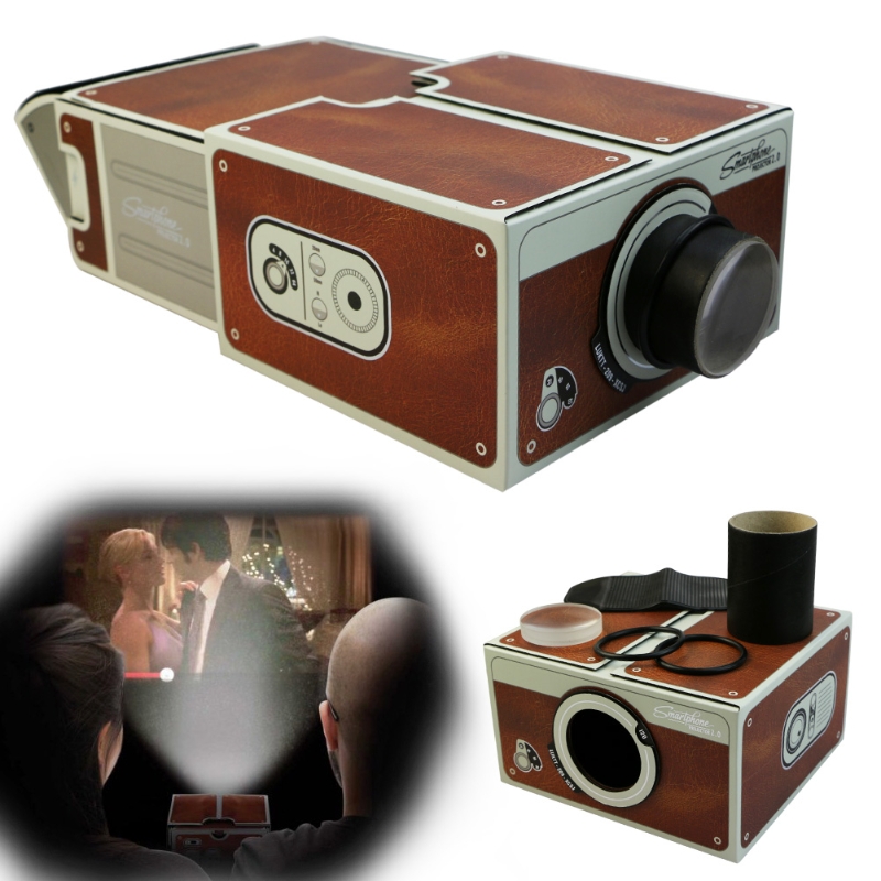 Mini Portable Cardboard Smart Phone Projector 2.0 Mobile Phone Projection for Home Theatre Audio & Video Projector