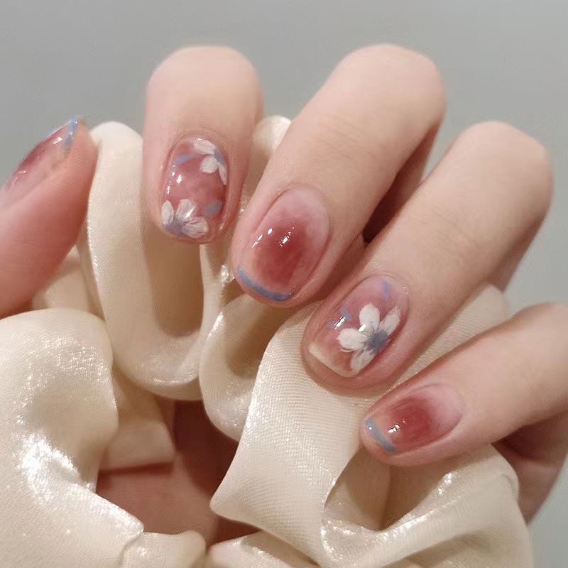 24PCS False Nail Artificial Tips Set Full Cover for Designed Fake Nails Short Long Press On Nails Art Tips With Sticker Tools