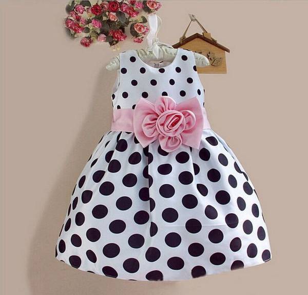Girls Party Wedding Polka Dot Flower Gown Fancy Dress