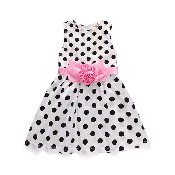 Girls Party Wedding Polka Dot Flower Gown Fancy Dress