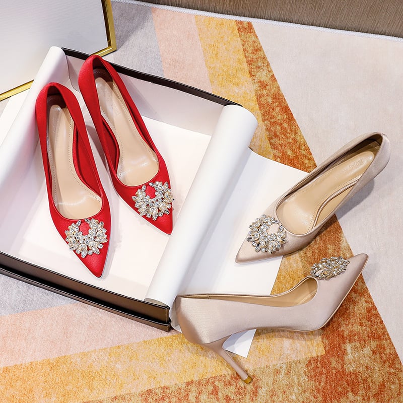 Brand Women Pumps Luxury Crystal Slingback High Heels Ladies Summer Shoes Pumps Woman Heeled Party Wedding Shoes Plus Size