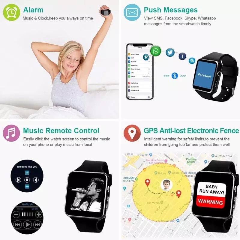 X6 Smart Watch Bluetooth Fitness Sport Photograph With Call Information Reminder SIM SD Cards GPRS Positioning Only for Android