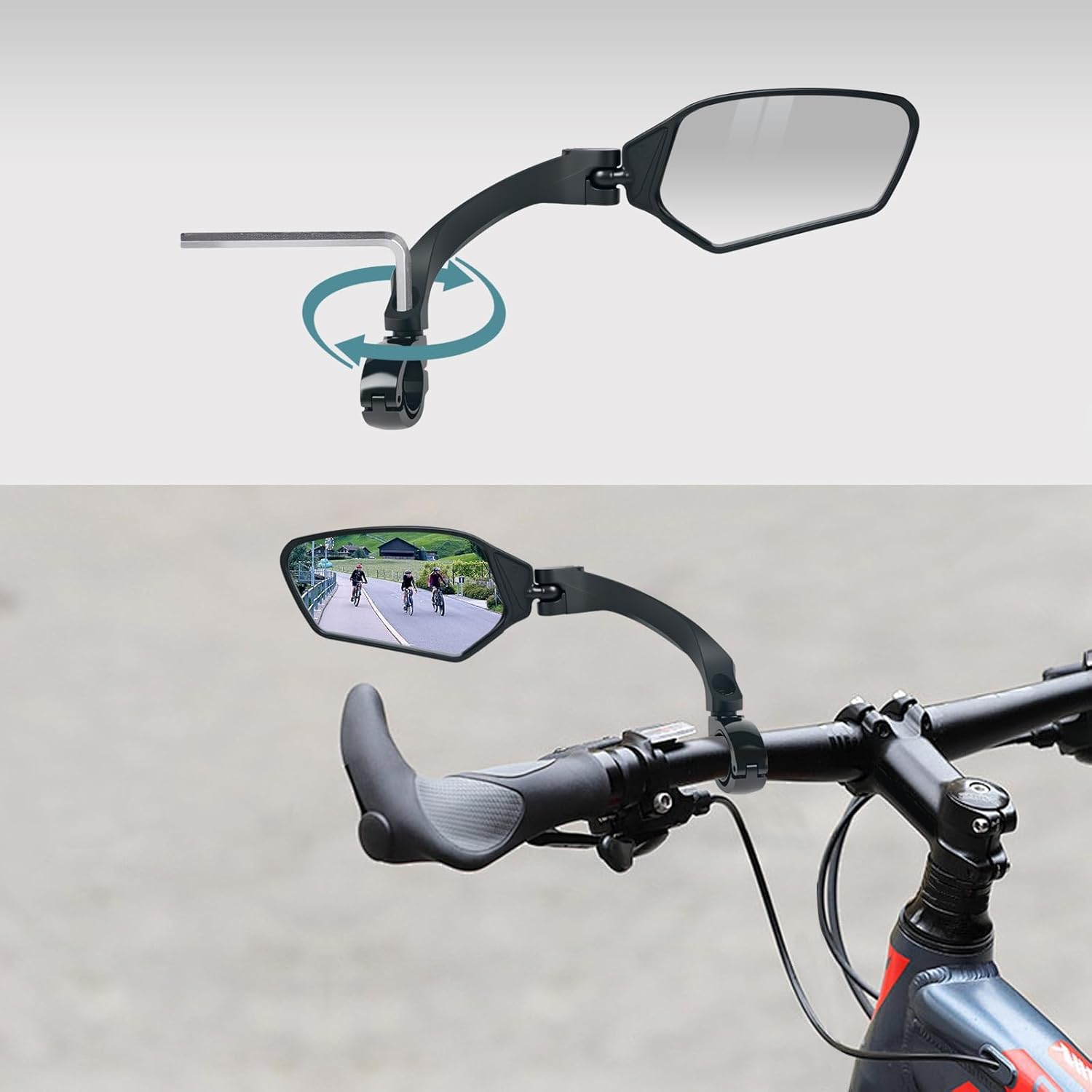 Adjustable Handlebar Bike Mirrors, Left & Right Bicycle Mirror Set,Universal Bike Mirrors,HD Shatterproof Mirror, 360° Rotatable, Compatible with MTB,