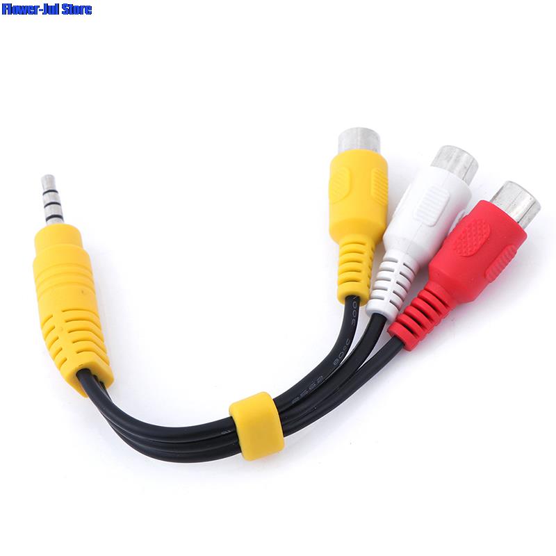 3.5mm Aux Male Stereo to 3 RCA Female Audio Video AV Adapter Cable for High-Performance Video and Audio Playback 1pcs 1PCS Black