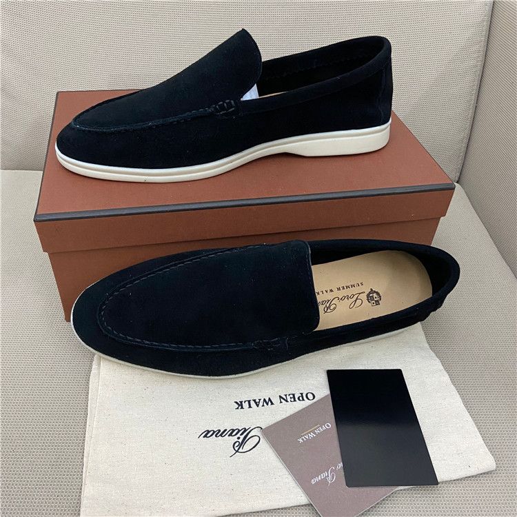 loro piana Genuine leather shoes Lefu shoes Flat heel leather shoes Men's real leather shoes Women's/Men's shoes