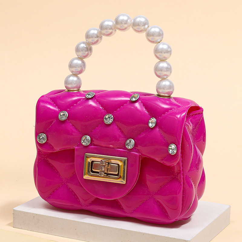 Fashion Kids PVC Handbag Girls Pearl Handbag Bill of Lading Children Mini Coin Purses Jelly Bag Kids Handbag