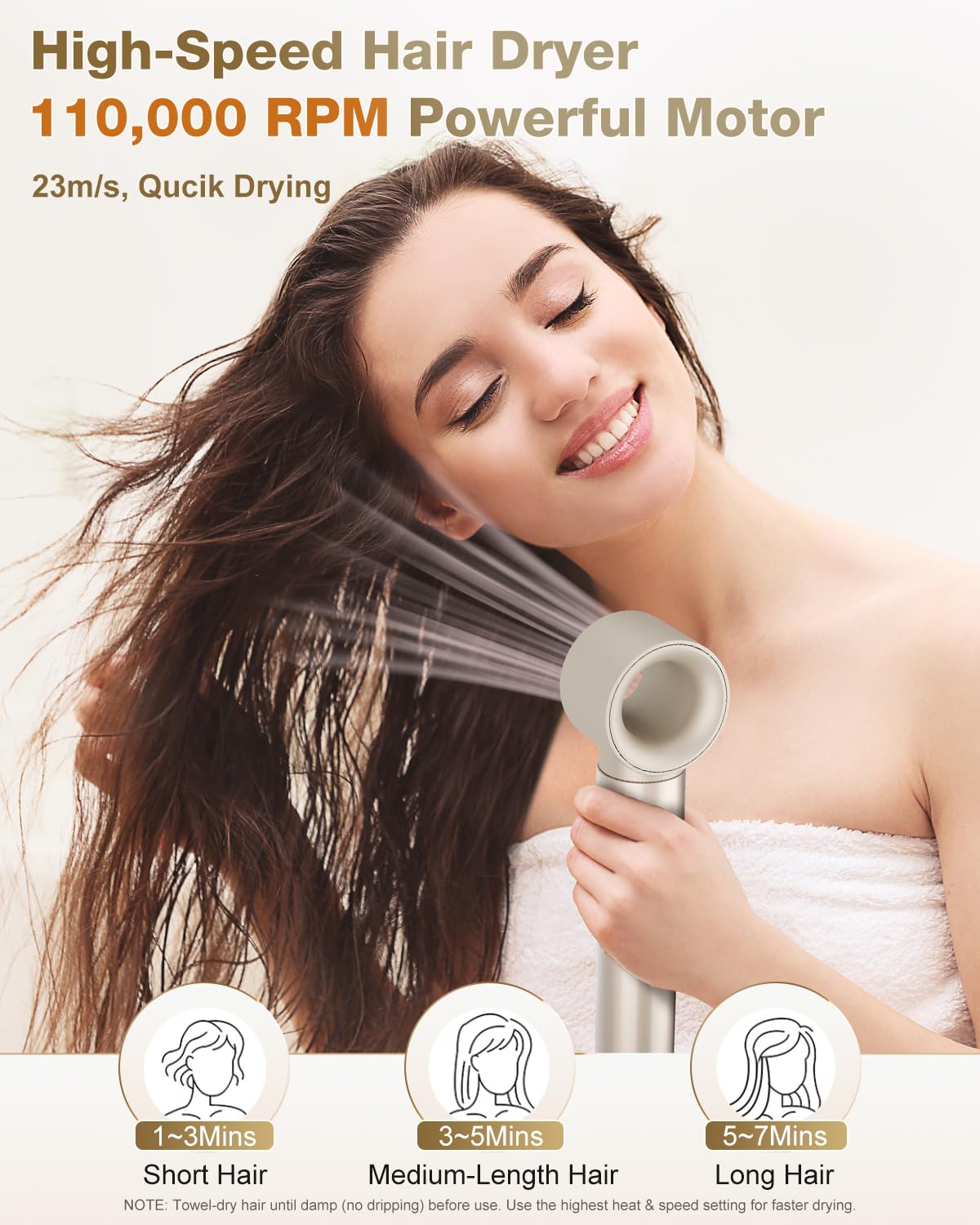 7MAGIC 6 in 1 Multi Hair Styler Dryer Brush, 110,000 RPM High-Speed, Negative Ionic, Fast Drying for Professional Blow Dry, Curling, Volumizing, Strai