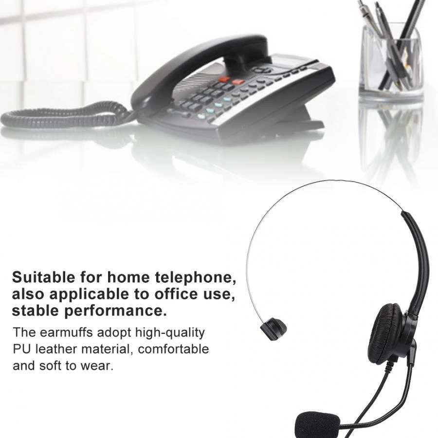 Phone Headset Crystal Head Call Center Headset, Noise Cancelling Microphone with Double 3.5mm Plug / USB Connector for Computer