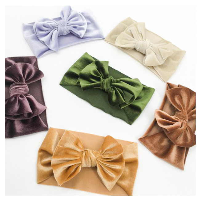 New children's hair accessories golden velvet hair belt double bow Baby Headband baby hair hoop