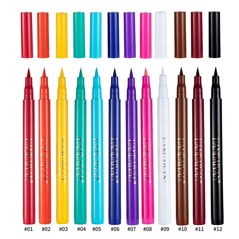 Makeup HANDAIYAN Rainbow DIY Paint eyeliner liquid is not easy to smudge and stain matte eyeliner pen