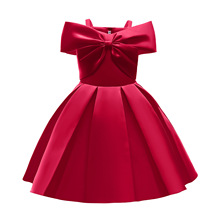 New Girl Child Kaftan Dress Fashion Sweet Bow Sleeveless Solid Color Abaya Dubai Lace Children's Princess Dresses