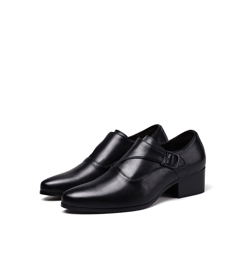 5CM/7CM Taller Men High Heels Pointed Toe Men's Business Dress Shoes Buckle Mens Office Oxfords Height Increasing Size 38-44